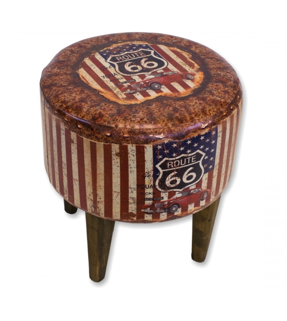 Leatherette print vintage stool
