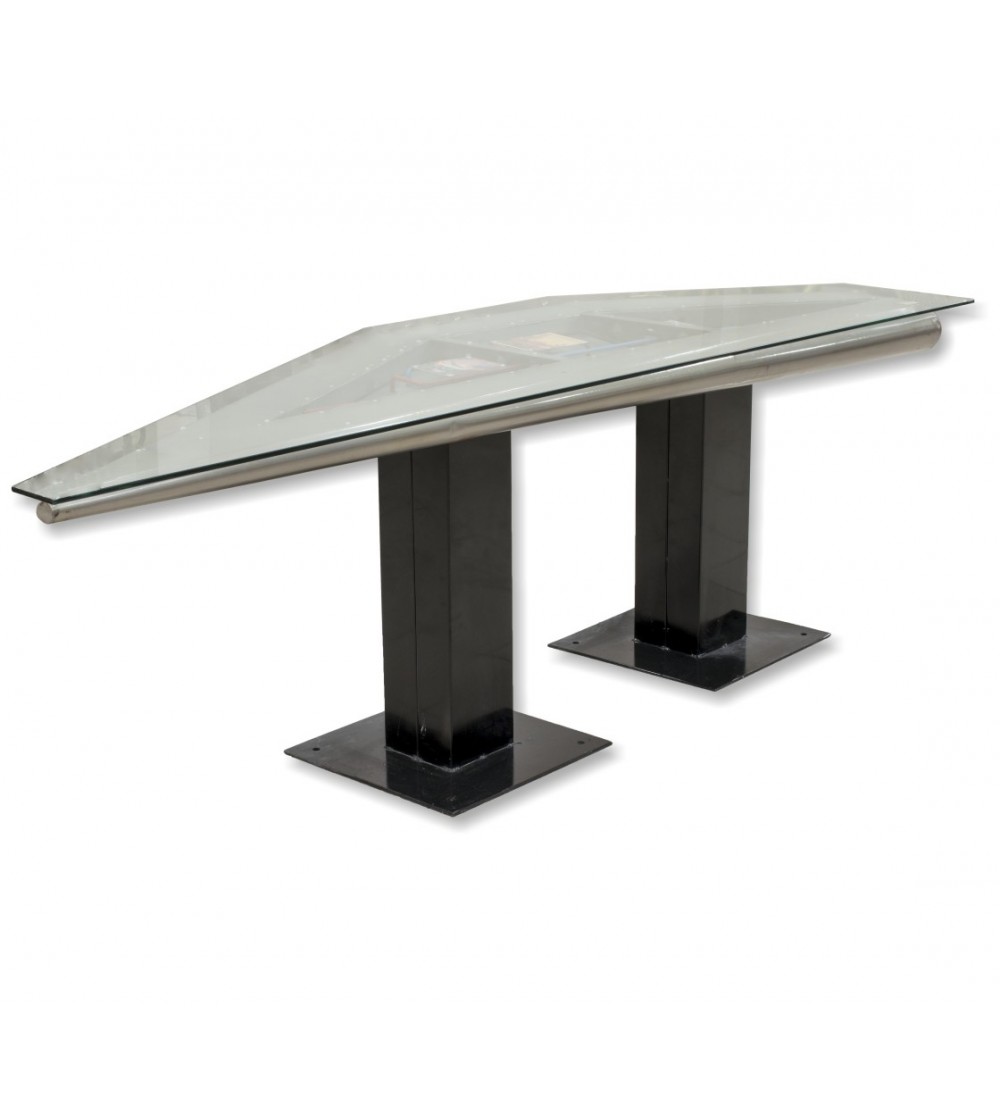 Metal and glass aviation table