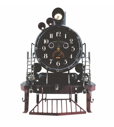 Reloj vintage tren perchero metálico