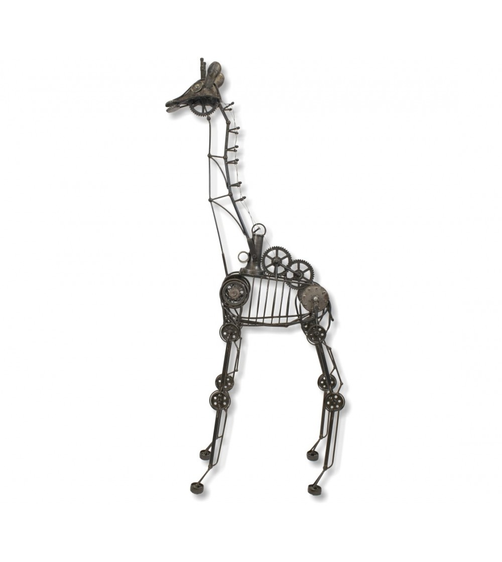 Escultura girafa de metal
