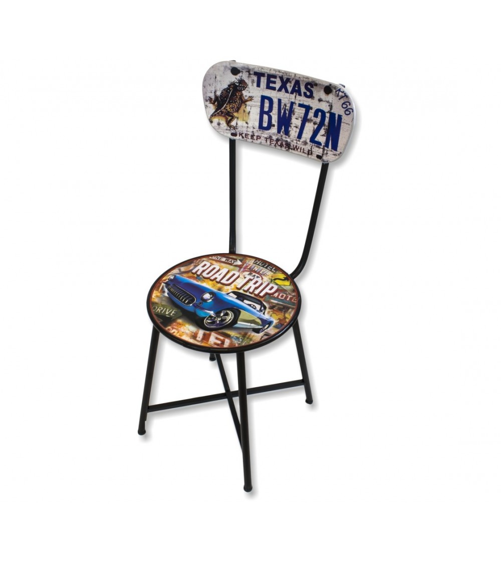 Chaise vintage en métal Road Trip Texas
