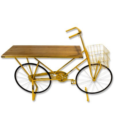 Yellow metal bicycle rack