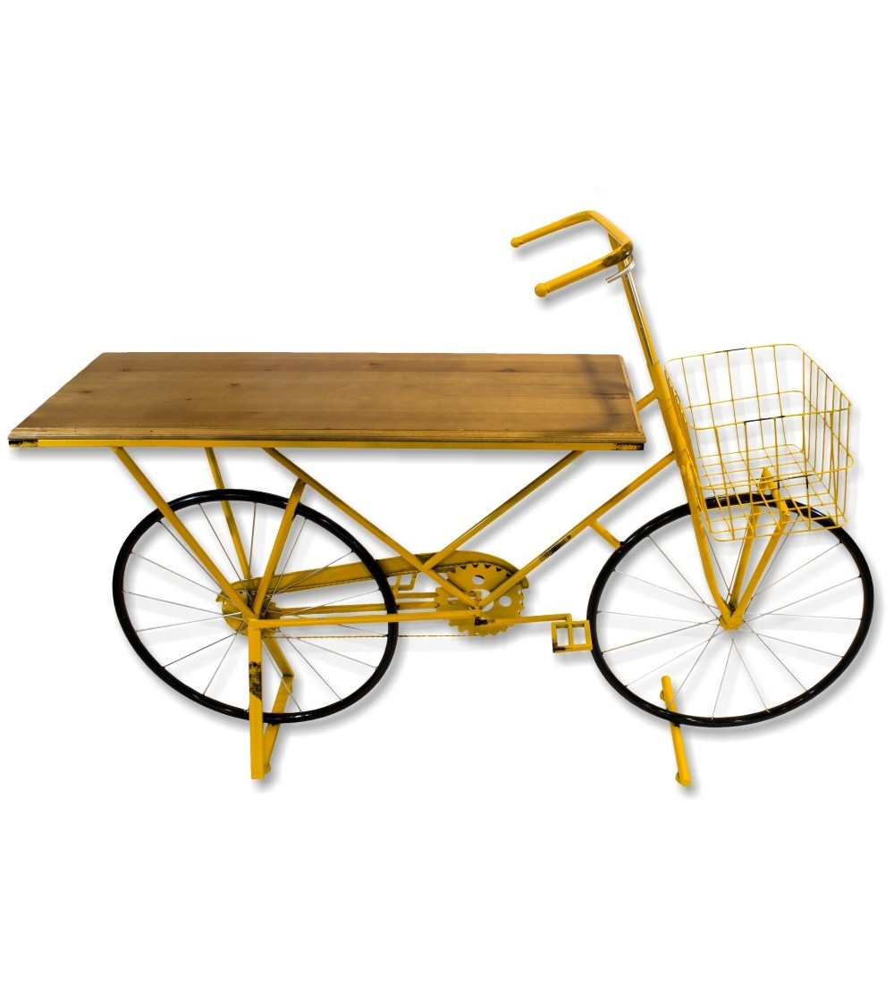 Bicicleta mostrador metálica amarilla