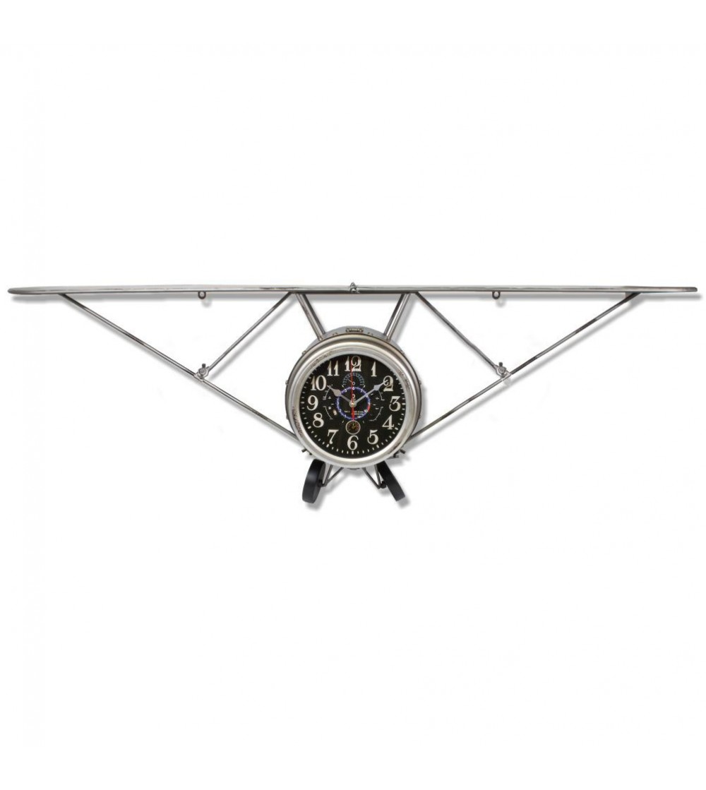 Reloj vintage metalico frontal avion