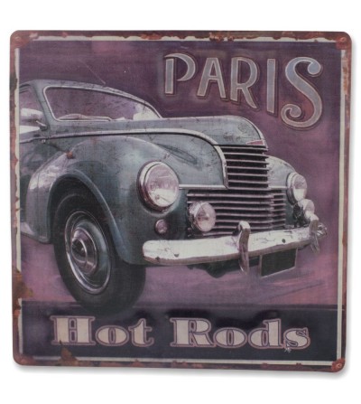 Placa de metal vintage decorativa.