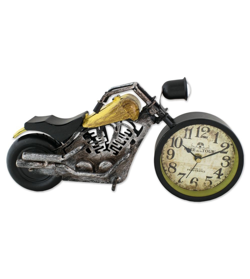 Reloj metálico moto Harley Davidson amarilla