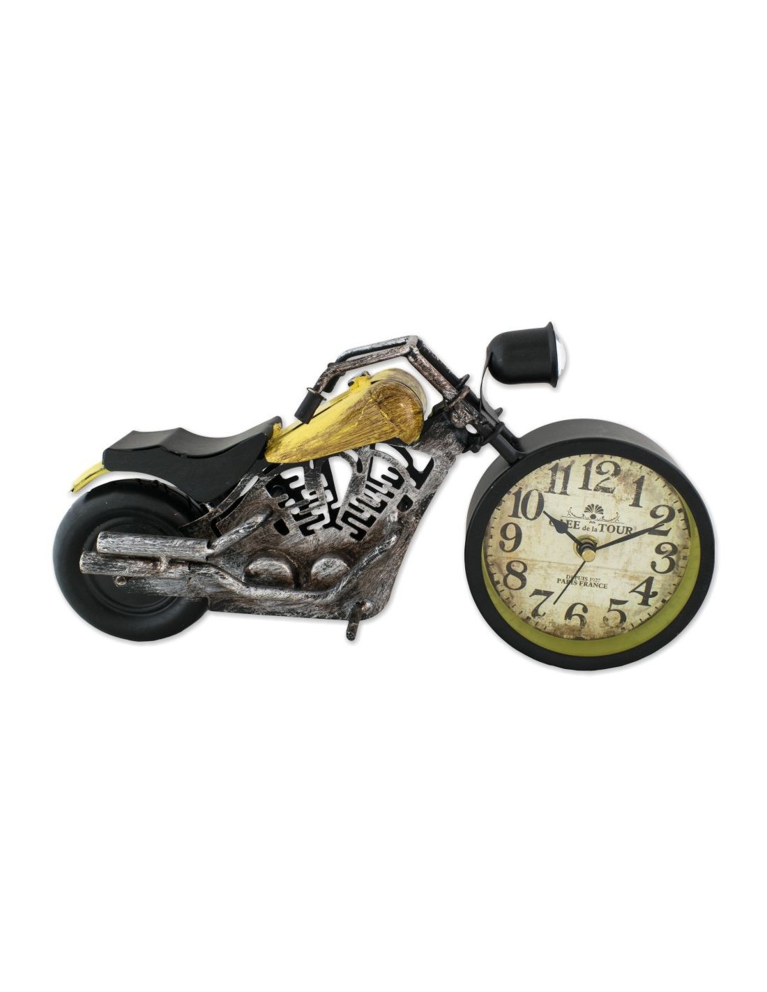 Horloge de moto jaune métallique vintage