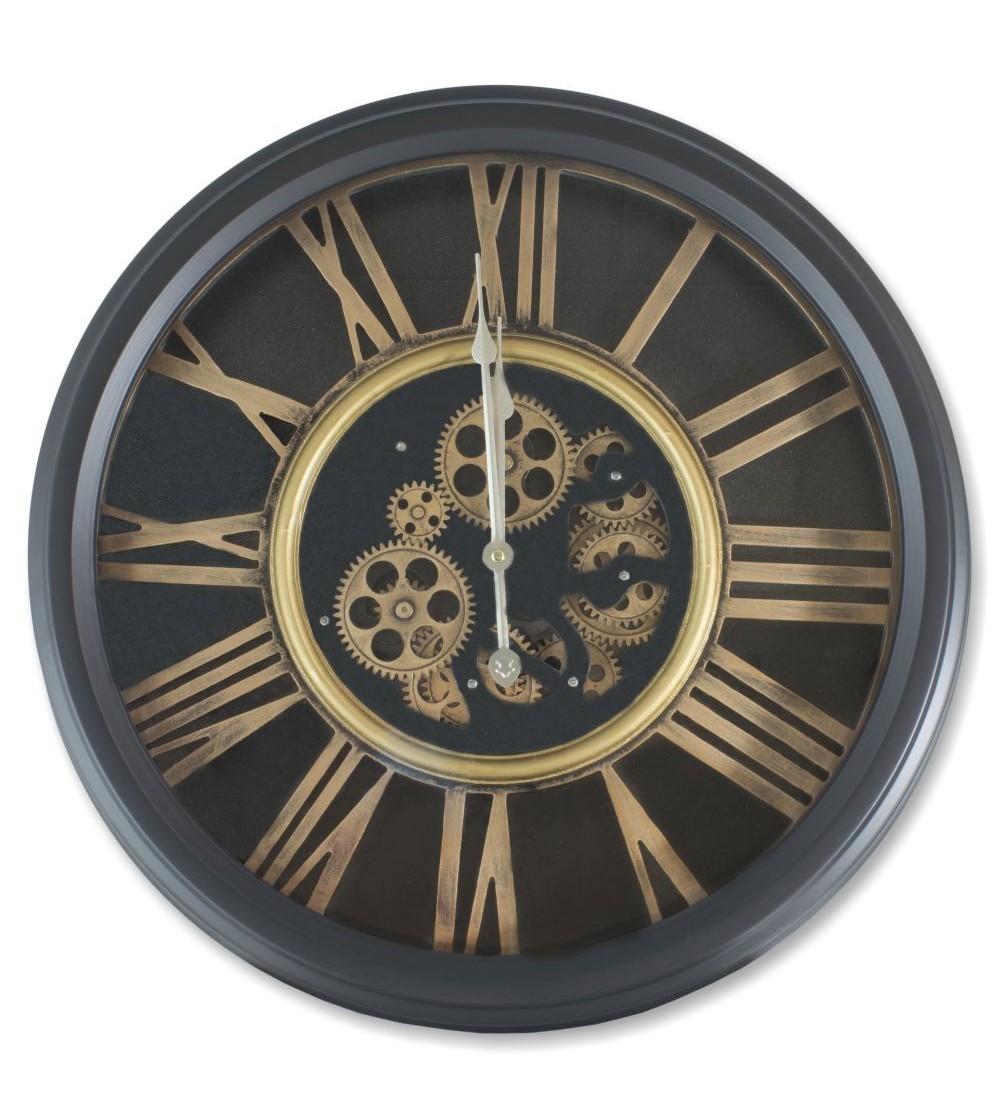 Horloge murale vintage en métal à engrenages