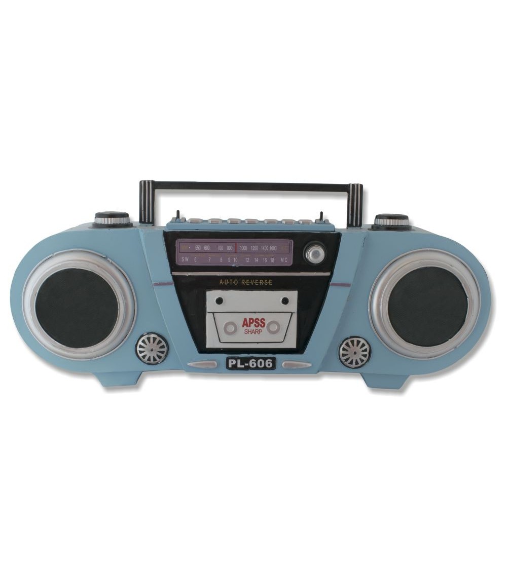 Radio Cassette Retro metálico celeste