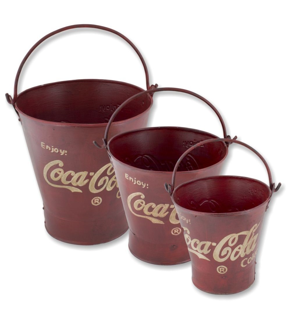 Set de cubos metálicos vintage Coca·Cola