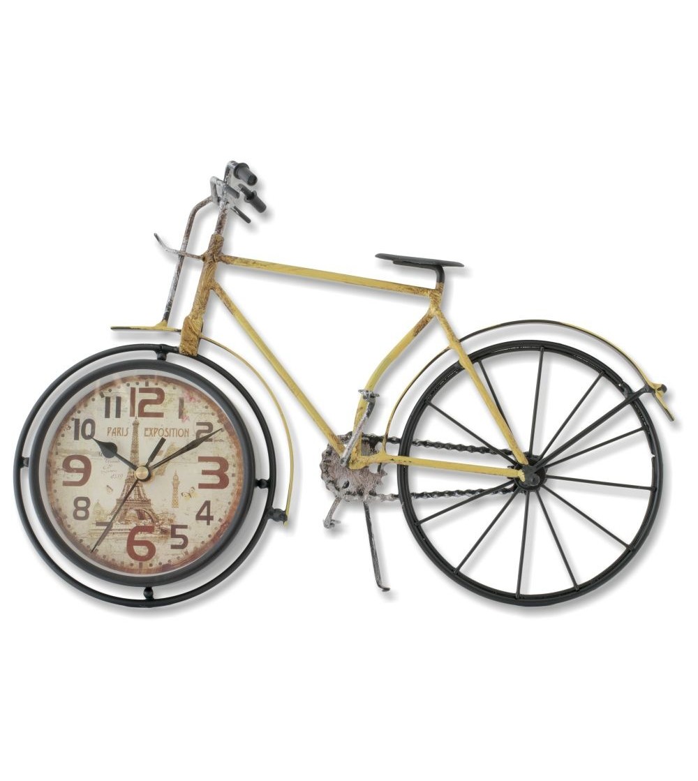 Reloj metálico bicicleta amarilla