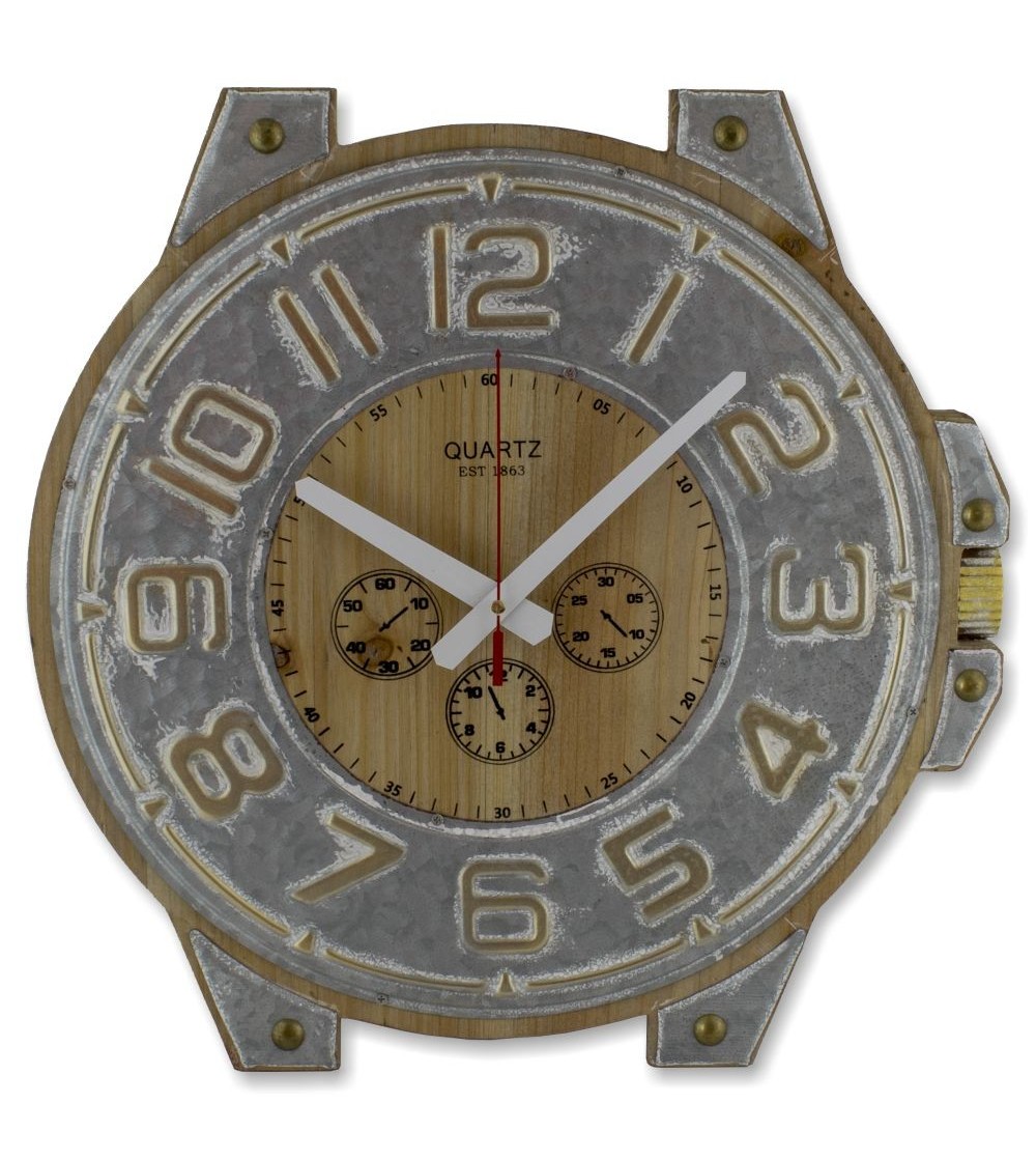 Reloj de pared vintage metal y madera
