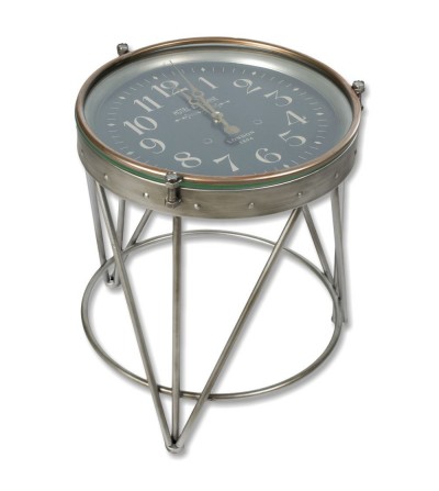 Metal table with clock