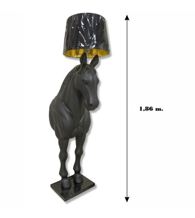 Lampada design cavallo nero in fibra di vetro