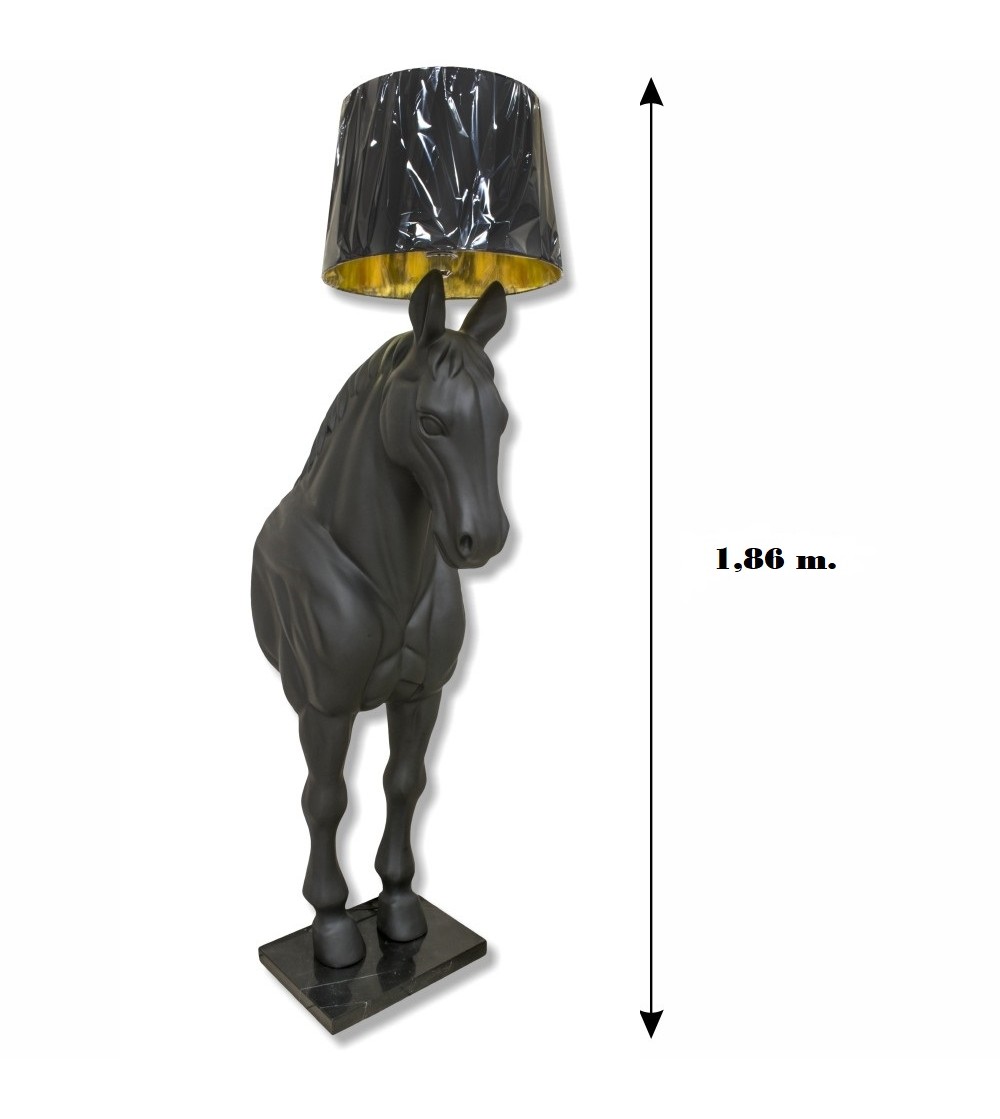 Lámpara diseño caballo negro fibra vidrio