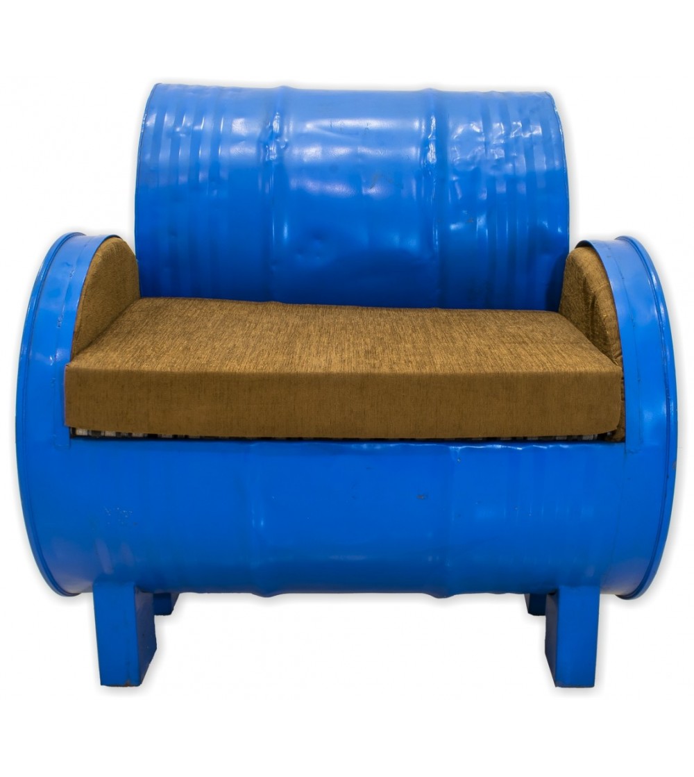 Blue barrel metal sofa