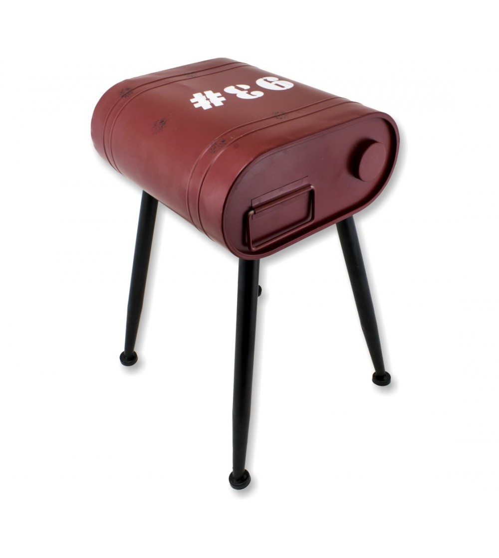 Long red gasoline side table