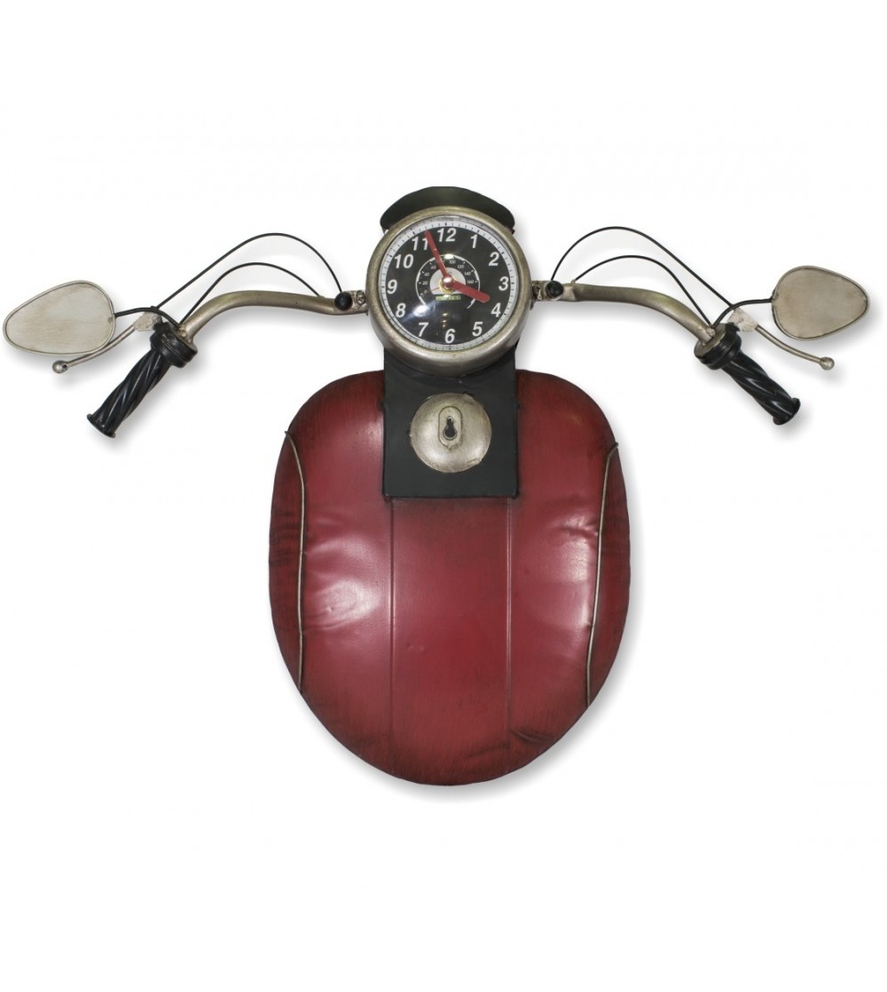 Decorative metallic red motorcycle clock