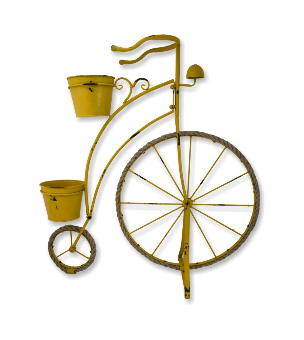 Fioriera gialla per biciclette