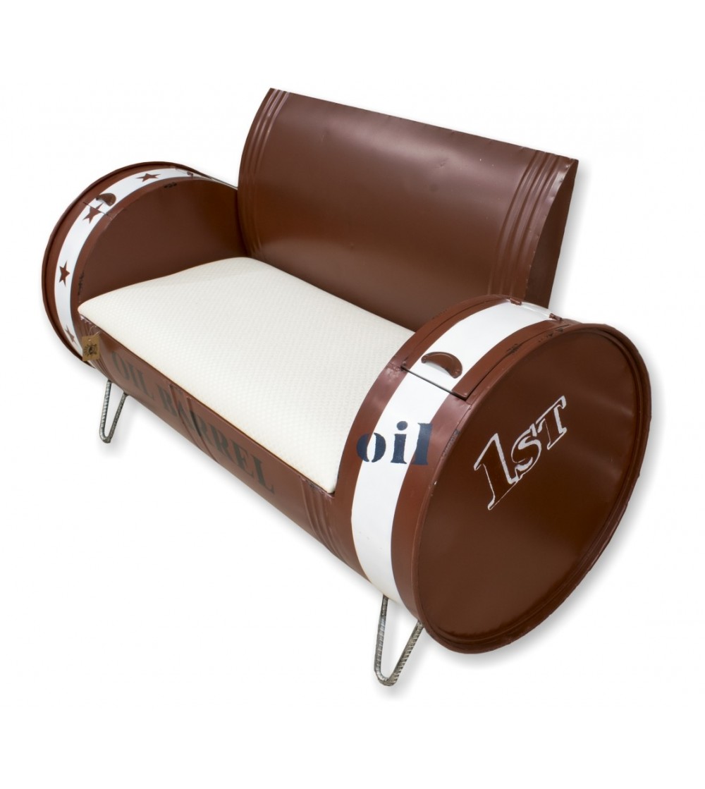 Industrial barrel 2-seater sofa
