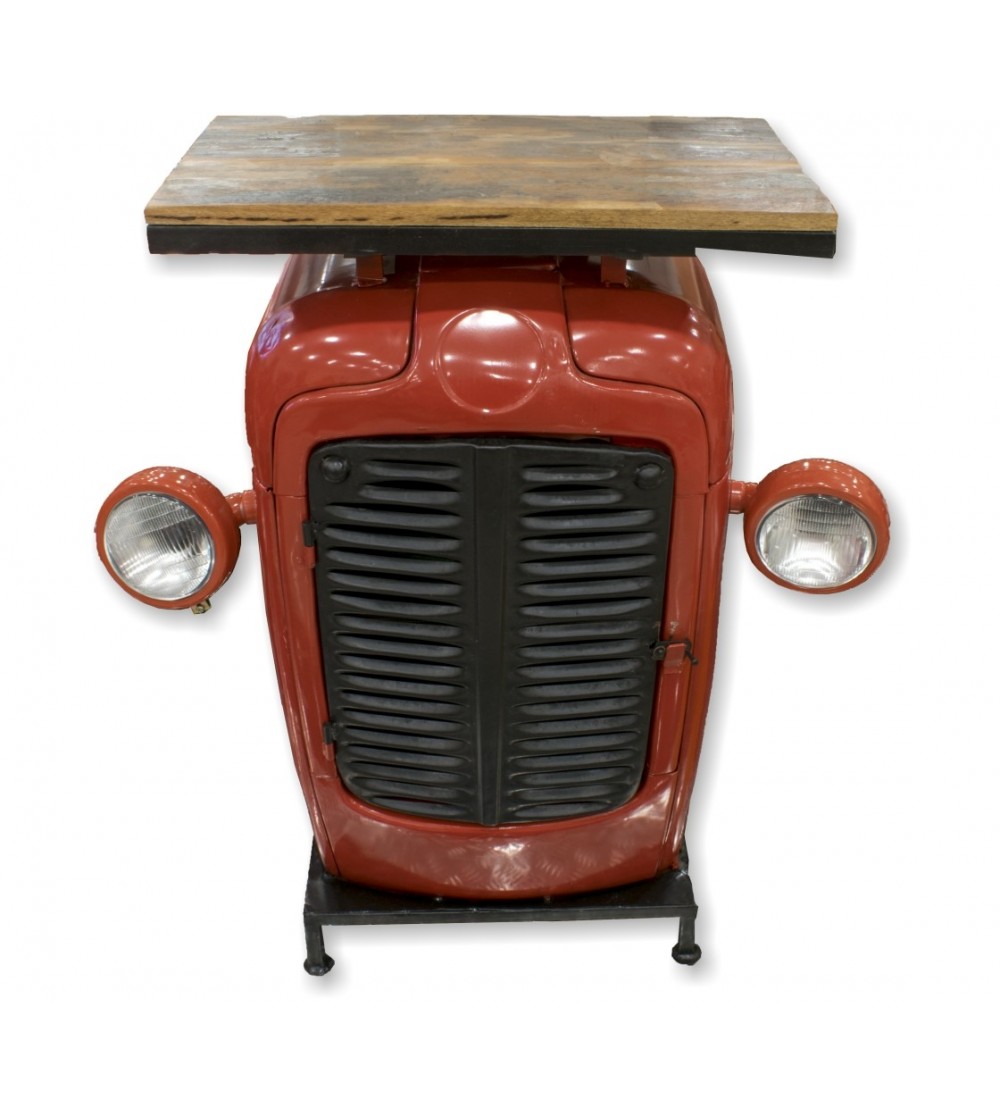 Table d'appoint de tracteur vintage avec lumières