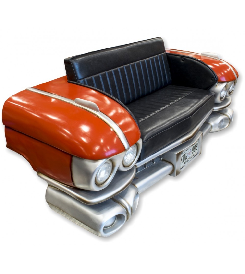 Red Cadillac sofa with lights