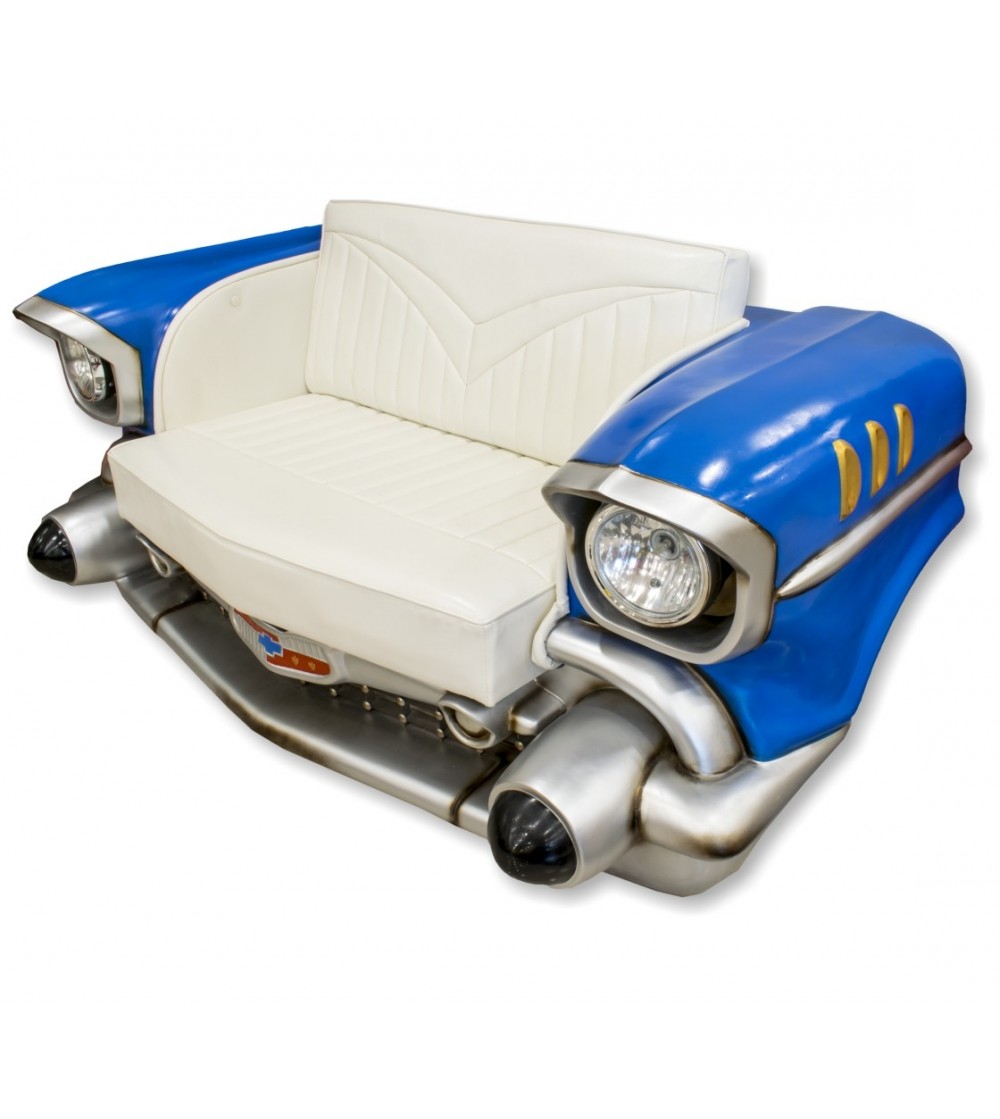 Blue Chevrolet sofa with lights