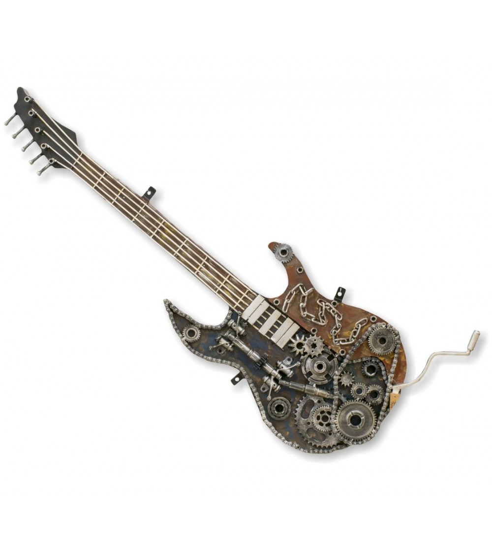 Chitarra elettrica decorativa in metallo a rilievo