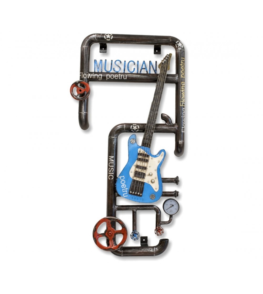 Metallic guitar with pipes and keys