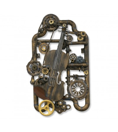 Decorative violin picture, gears and pipes