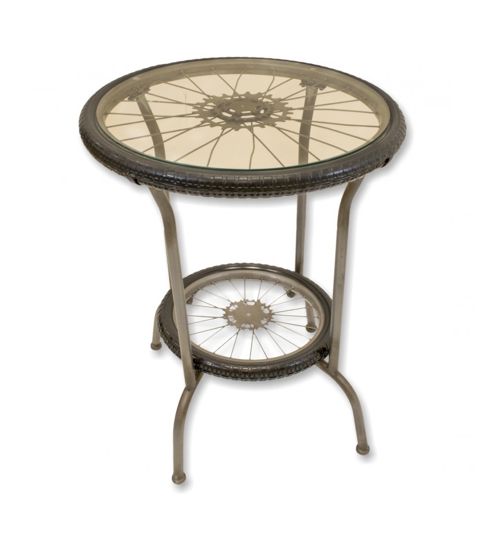 Vintage table bicycle wheels
