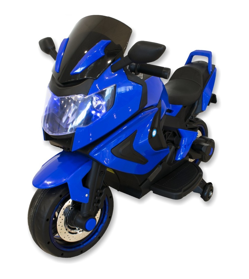 Blue children's electric motorcycle