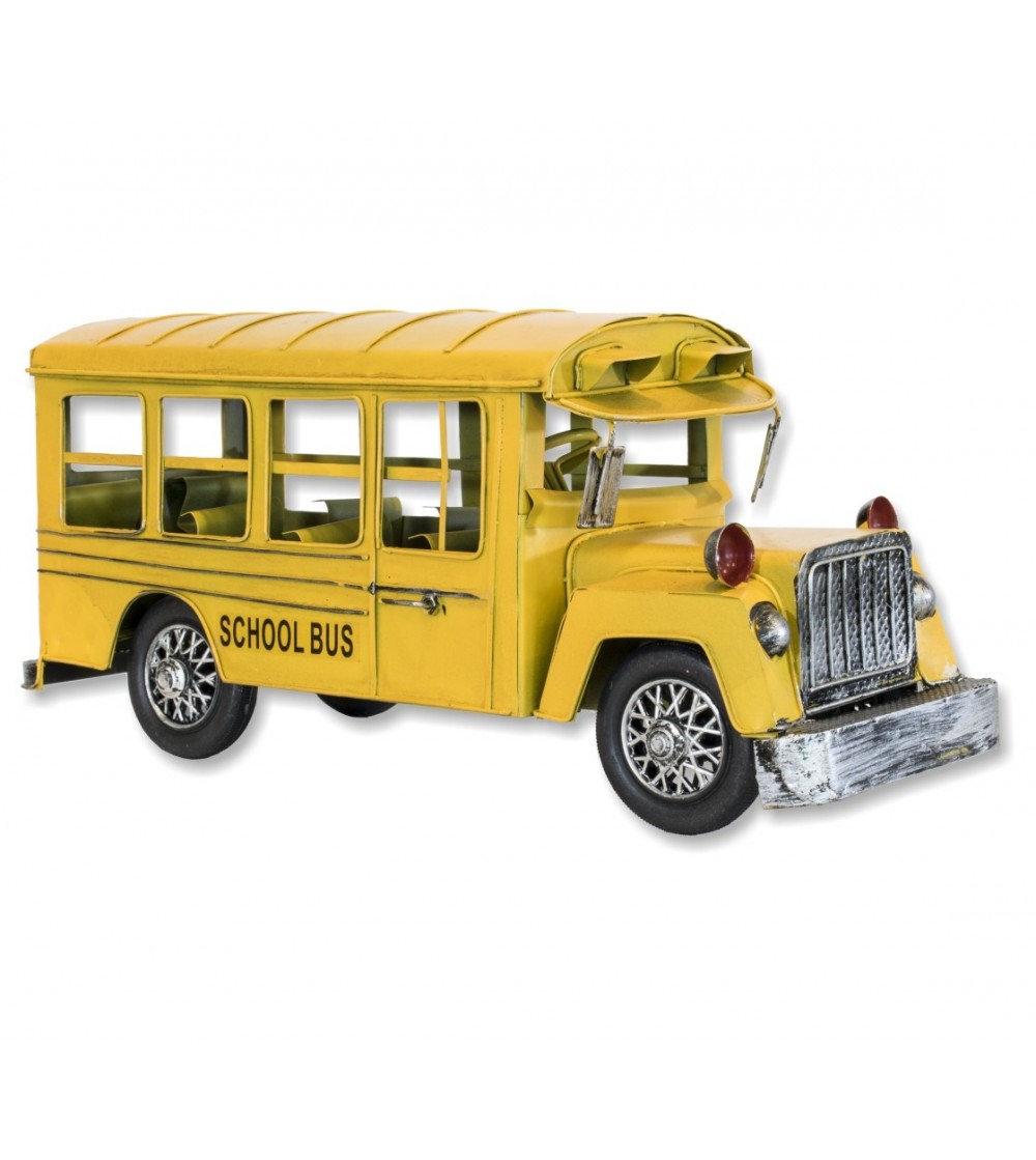 Ônibus de metal decorativo amarelo