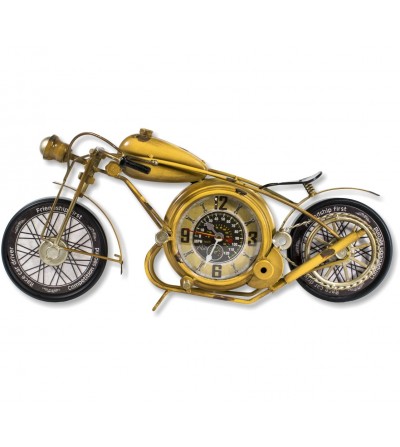 Reloj vintage moto amarilla metálica