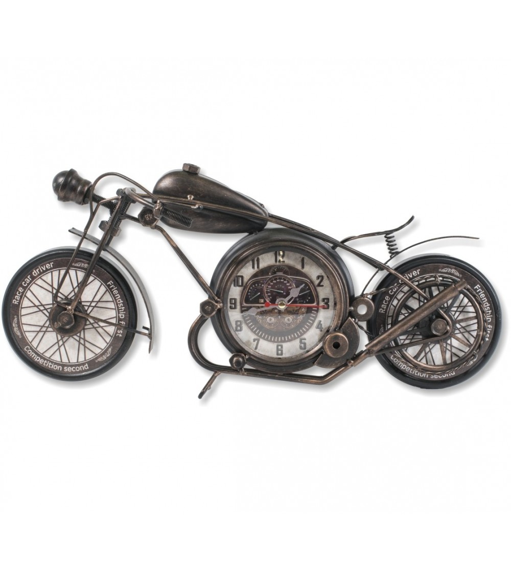 Montre de moto vintage noire et cuivre métallique