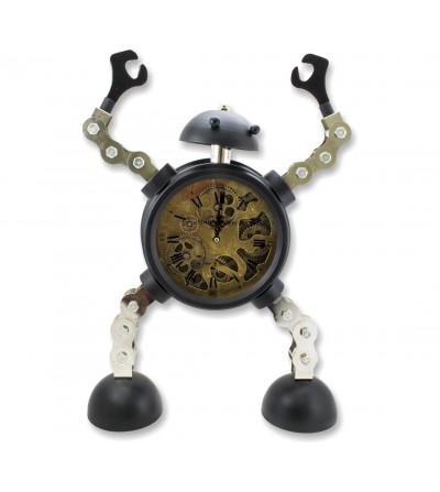 Reloj vintage industrial robot metálico